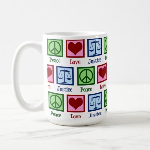 Peace Love Scales of Justice Cute Lawyer Judge Coffee Mug