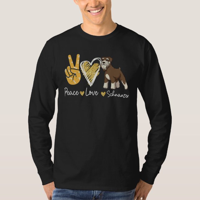 Peace Love Schnauzer Dog T-Shirt (Front)