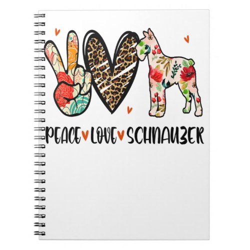 Peace Love Schnauzer Funny Gift Dog Lover Notebook