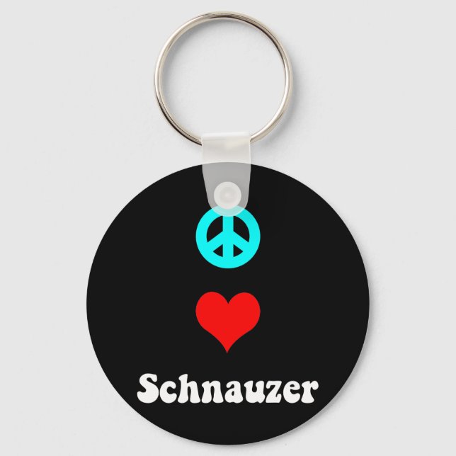 Peace love Schnauzer Keychain (Front)