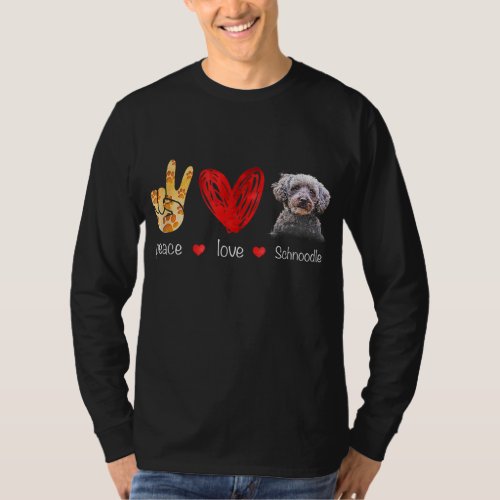 Peace Love Schnoodle Dog _ Schnoodle Dog lover Gif T_Shirt