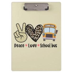 Peace, Love, School Bus Clipboard