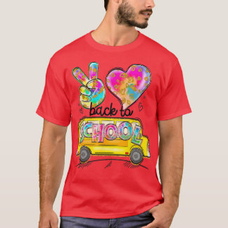 Peace Love School Bus Driver Cute Back To School T-Shirt