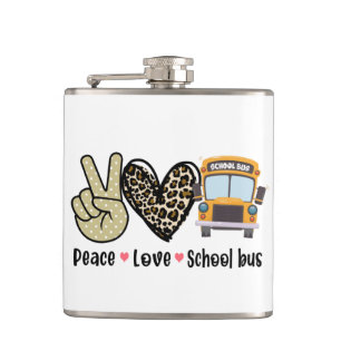 Peace, Love, School Bus Flask