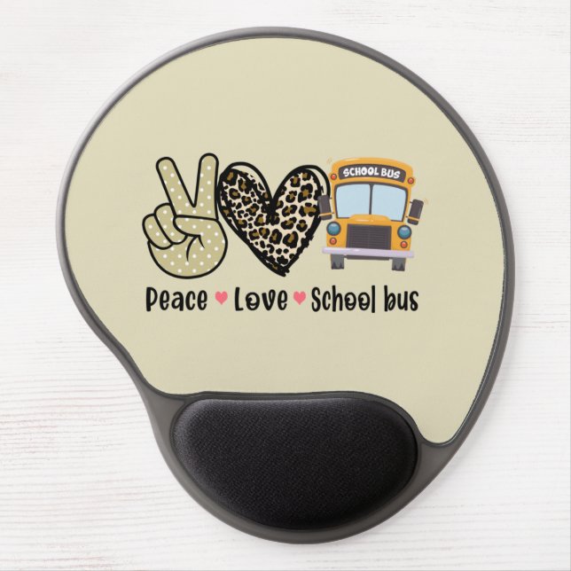 Peace, Love, School Bus Gel Mouse Pad (Front)