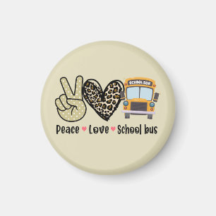 Peace, Love, School Bus Magnet