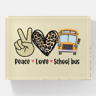 Peace, Love, School Bus Paperweight