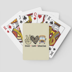 Peace, Love, School Bus Poker Cards