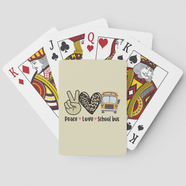 Peace, Love, School Bus Poker Cards (Back)
