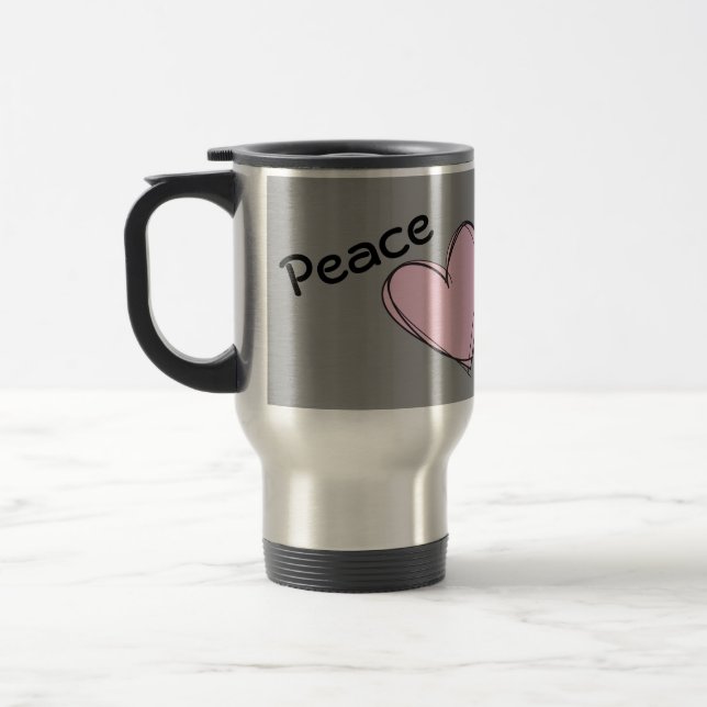 Peace, Love, School Psychology Travel Mug (Left)