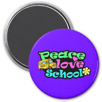 Peace  Love  School; Retro Magnet by CreativeCovers at Zazzle