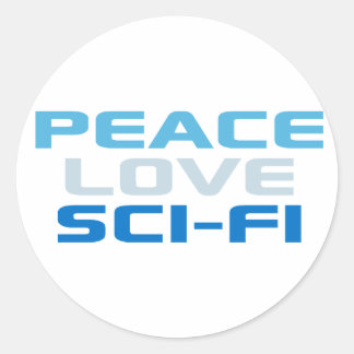 Peace Love Sci-Fi Classic Round Sticker