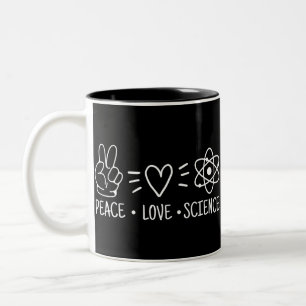 Peace Love Science Two-Tone Coffee Mug