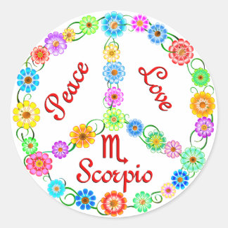 Peace Love Scorpio Classic Round Sticker