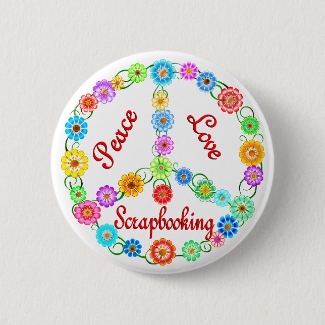 Peace Love Scrapbooking Button (Front)