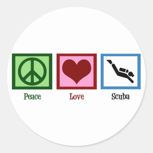 Peace Love Scuba Diving Classic Round Sticker