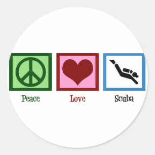 Peace Love Scuba Diving Classic Round Sticker
