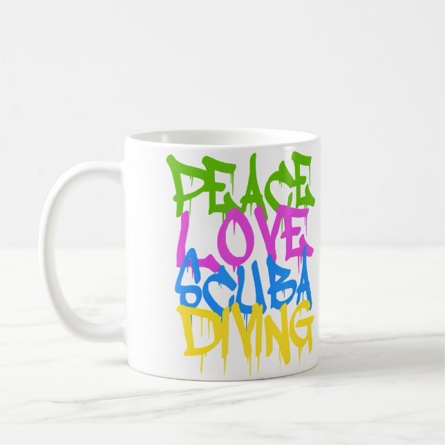 Peace Love Scuba Diving Coffee Mug (Left)