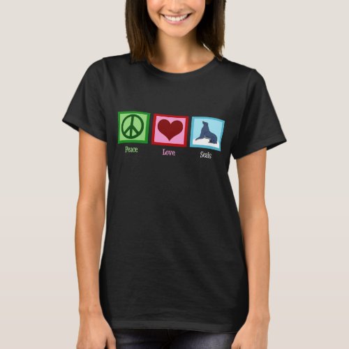 Peace Love Seals Womens Dark T_Shirt