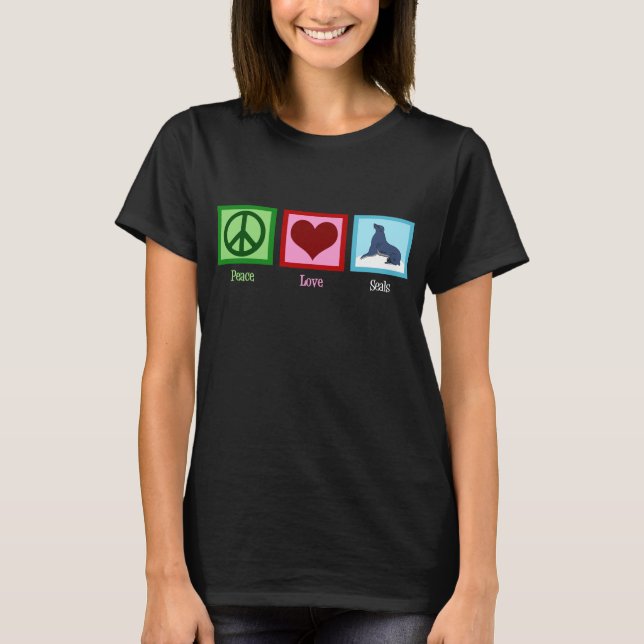 Peace Love Seals Women's Dark T-Shirt (Front)
