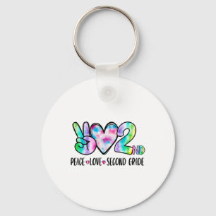 Peace Love Second Grade 2nd First Day Of School Te Keychain