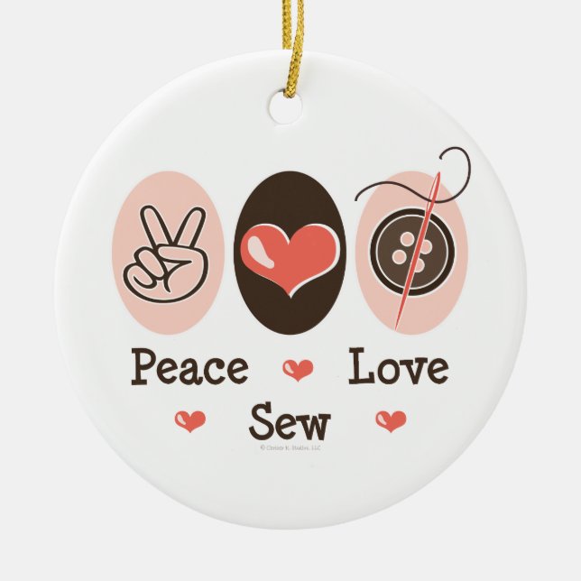 Peace Love Sew Ornament (Front)