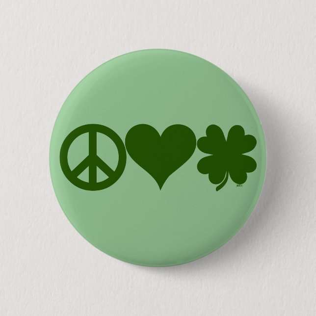Peace Love Shamrocks Pinback Button (Front)