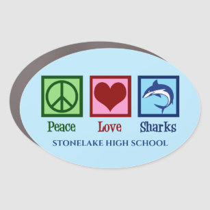 Peace Love Sharks Custom High School Swim Team Car Magnet