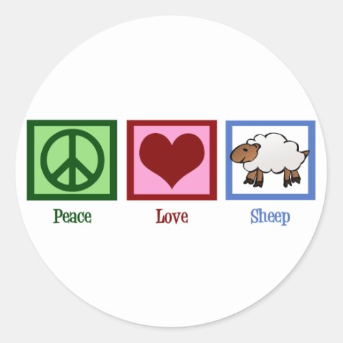 Peace Love Sheep Classic Round Sticker