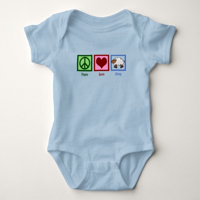 Peace Love Sheep Cute Farm Animal Baby Bodysuit (Front)