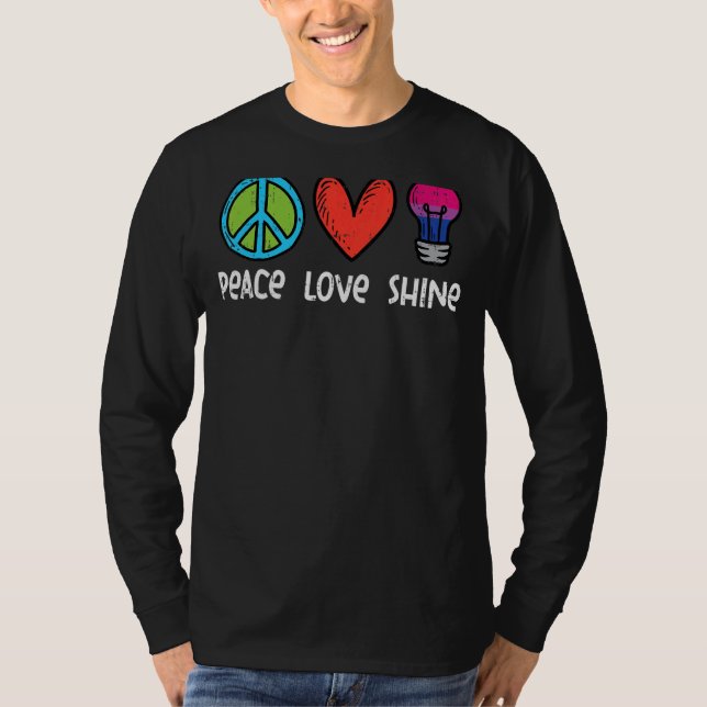 Peace Love Shine Bisexual Bi Pride Stuff Flag Lgbt T-Shirt (Front)