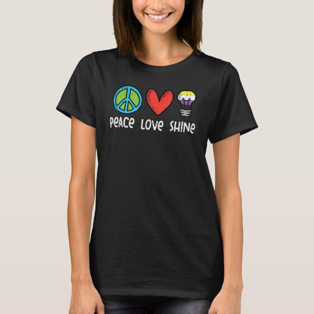 Peace Love Shine Nonbinary Non Binary Enby Nb Flag T-Shirt (Front)