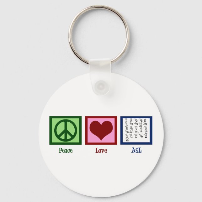 Peace Love Sign Language Keychain (Front)