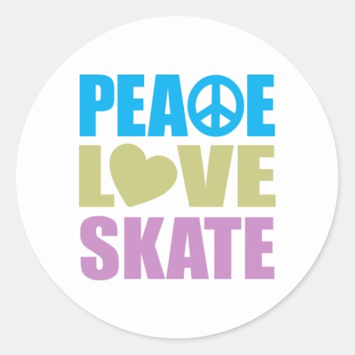 Peace Love Skate Classic Round Sticker