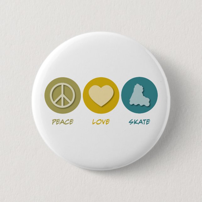 Peace Love Skate Pinback Button (Front)