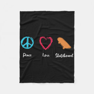 Peace Love Skateboard Skateboarding Fan Skater Fleece Blanket