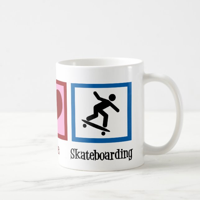 Peace Love Skateboarding Coffee Mug (Right)