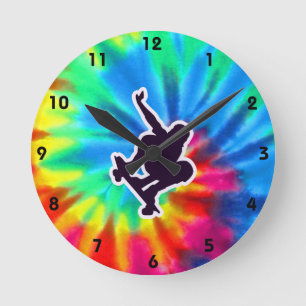 Peace, Love, Skateboarding Round Clock