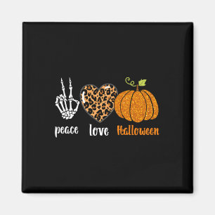 peace love Skeleton fall Pumpkin leopard Halloween Magnet