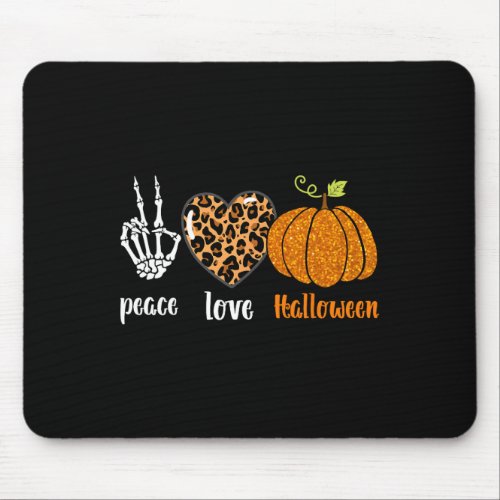 peace love Skeleton fall Pumpkin leopard Halloween Mouse Pad