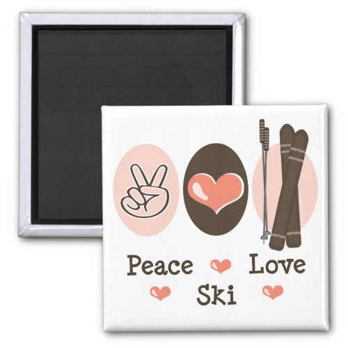 Peace Love Ski Magnet