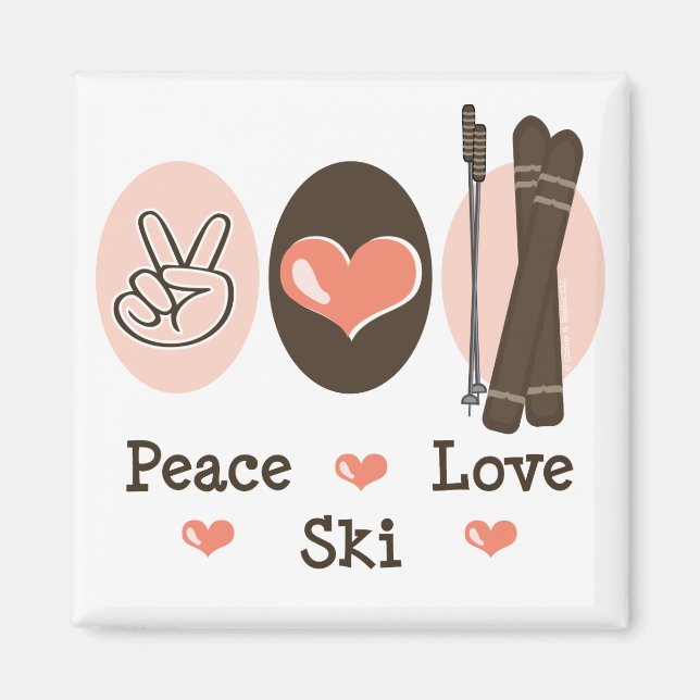 Peace Love Ski Magnet (Front)