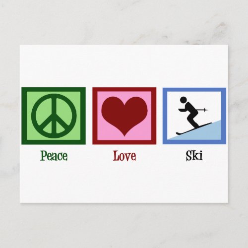 Peace Love Ski Postcard