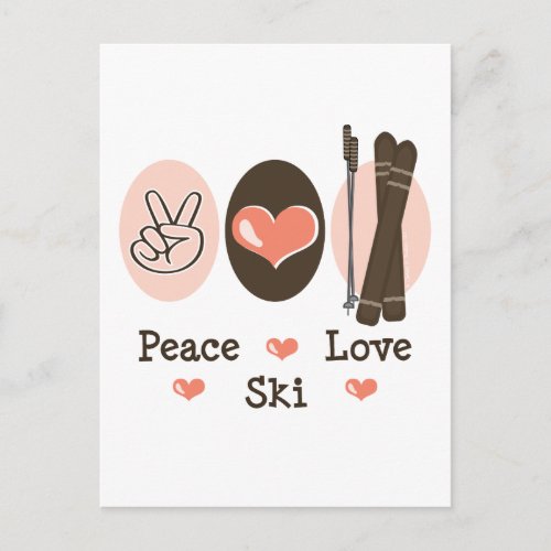 Peace Love Ski Postcard