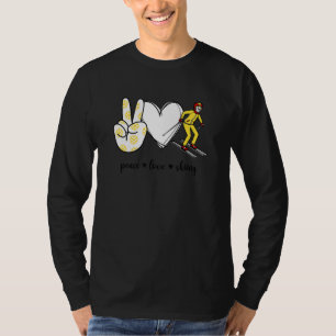 Peace Love Skiing Peace Hand Sign Skiing T-Shirt