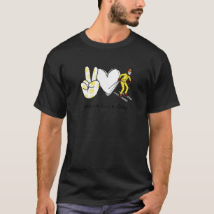 Peace Love Skiing Peace Hand Sign Skiing T-Shirt