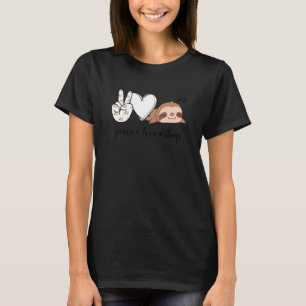 Peace Love Sleep Peace Hand Sign Sleep Sloth T-Shirt