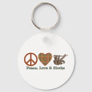 Peace, Love & Sloths Keychain
