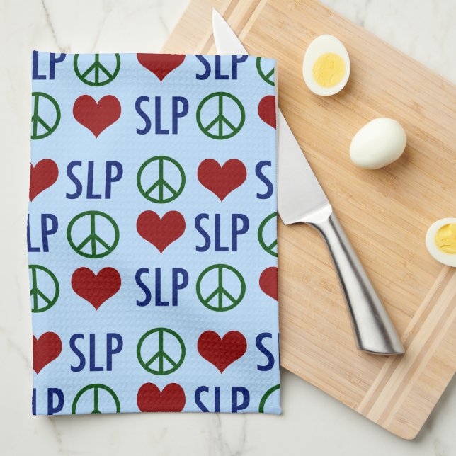 Peace Love SLP Speech Language Pathology Kitchen Towel (Quarter Fold)