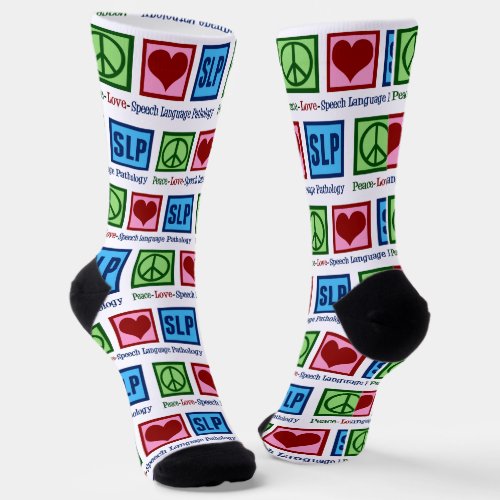  Peace Love SLP Speech Language Pathology Magnet Socks